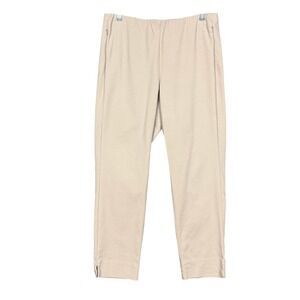 J Jill Pants Womens 12P Petite Beige Cream Essential Cotton Stretch Pull On